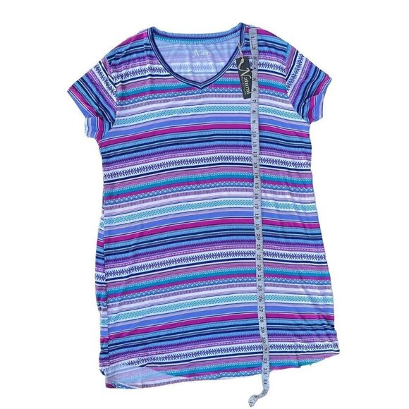 Natural Reflections Blue Tribal Stripe Multi Color Loose Fit Sleep Shirt Size L - Picture 5 of 16